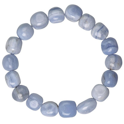 Bracelet calcédoine bleue Namibie A (pierres roulées 10-12mm)