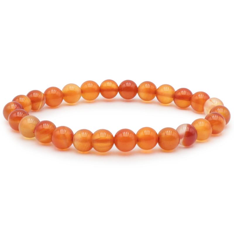 Bracelet cornaline naturelle Brésil A (boules de 7-8mm) - Taille L