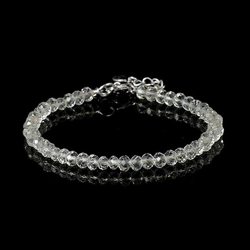 Bracelet cristal de roche perles facettées argent 925