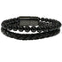 Bracelet Homme cuir onyx (boules 5-6mm)