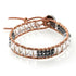 Bracelet cuir mixte cristal de roche (boules 7-8mm)