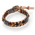 Bracelet cuir mixte oeil de tigre (boules 7-8mm)