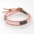 Bracelet cuir mixte quartz rose (boules 7-8mm)