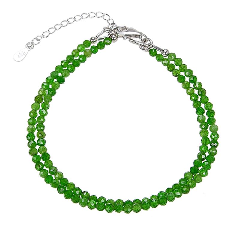 Bracelet diopside chrome double brins (perles facettées 3-4mm)