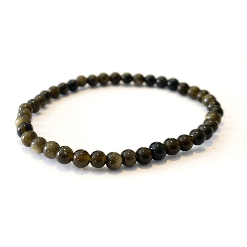 Bracelet taille enfants obsidienne dorée A (boules 3-4mm)