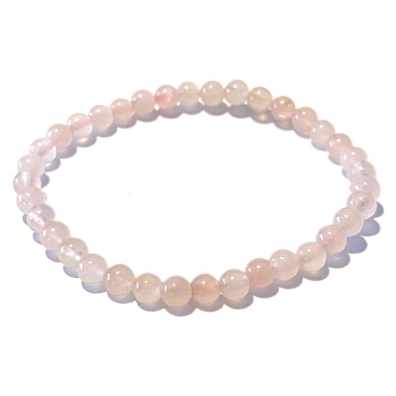 Bracelet taille enfants quartz rose A (boules 3-4mm)