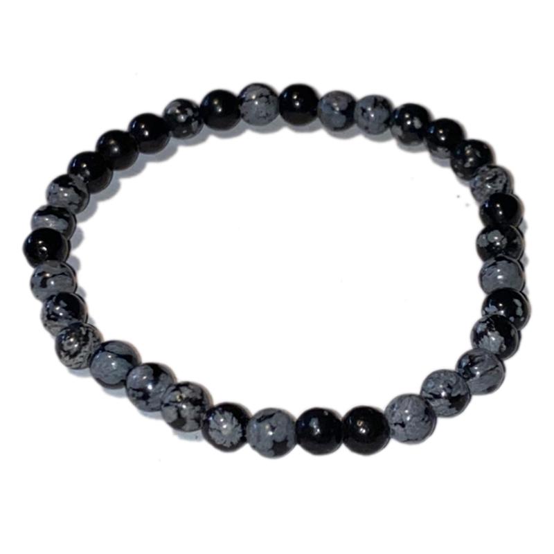 Bracelet taille enfants obsidienne neige A (boules 3-4mm)