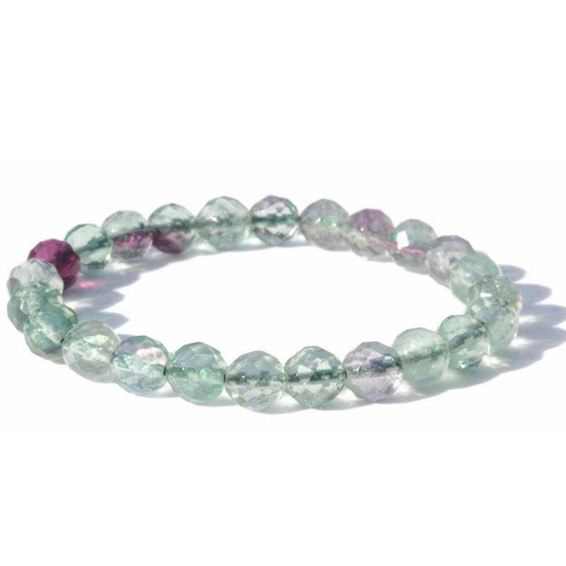 Bracelet fluorine multicolore facettée Chine A (boules de 8mm)