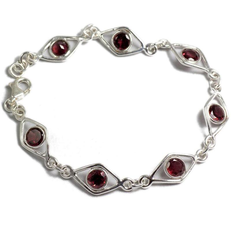 Bracelet grenat Inde AA argent 925