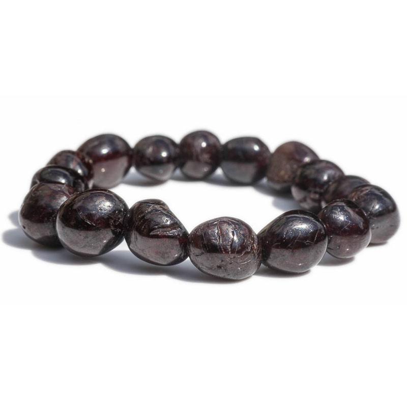 Bracelet grenat rouge almandin Pakistan AB (pierres roulées 10-12mm)