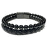 Bracelet Homme cuir tourmaline noire (boules 5-6mm)