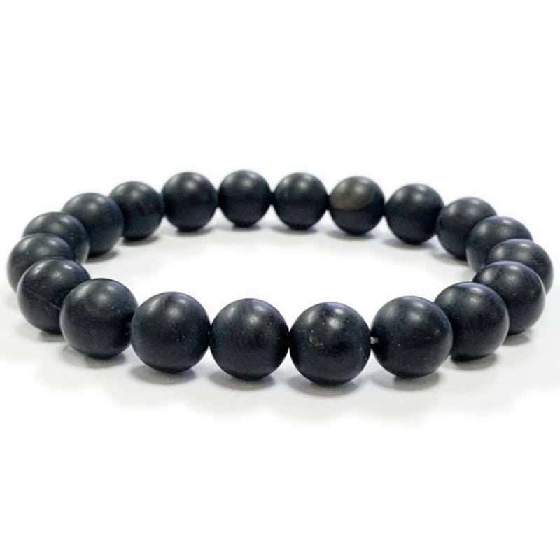 Bracelet Homme: onyx dépoli A (boules 10mm)