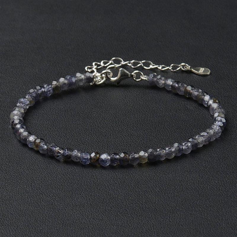 Bracelet iolite perles facettées argent 925