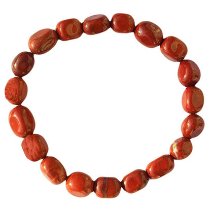 Bracelet jaspe rouge AB (pierres roulées 10-12mm)