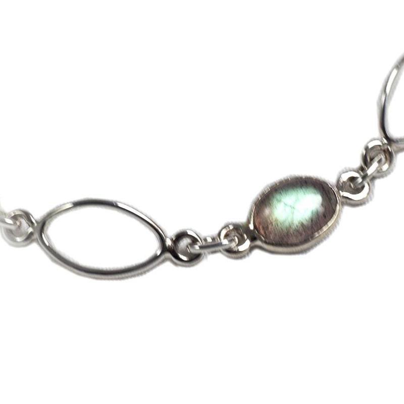 Bracelet labradorite Madagascar AA argent 925