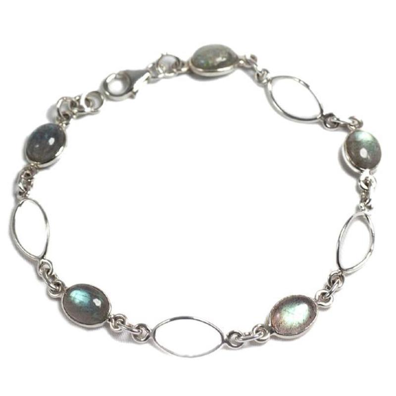 Bracelet labradorite Madagascar AA argent 925