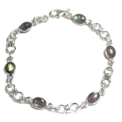 Bracelet labradorite Madagascar AA argent 925