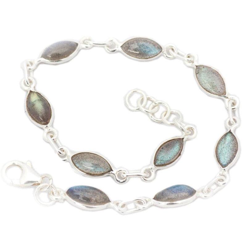 Bracelet labradorite Madagascar AA argent 925