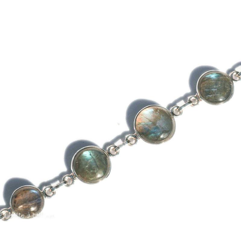 Bracelet labradorite Madagascar AA argent 925