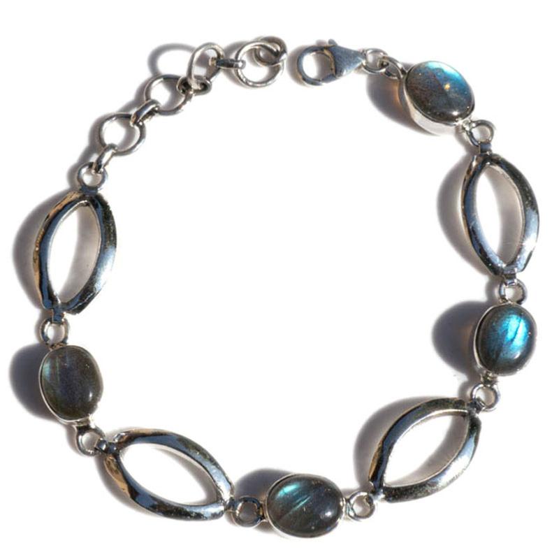 Bracelet labradorite Madagascar AA argent 925