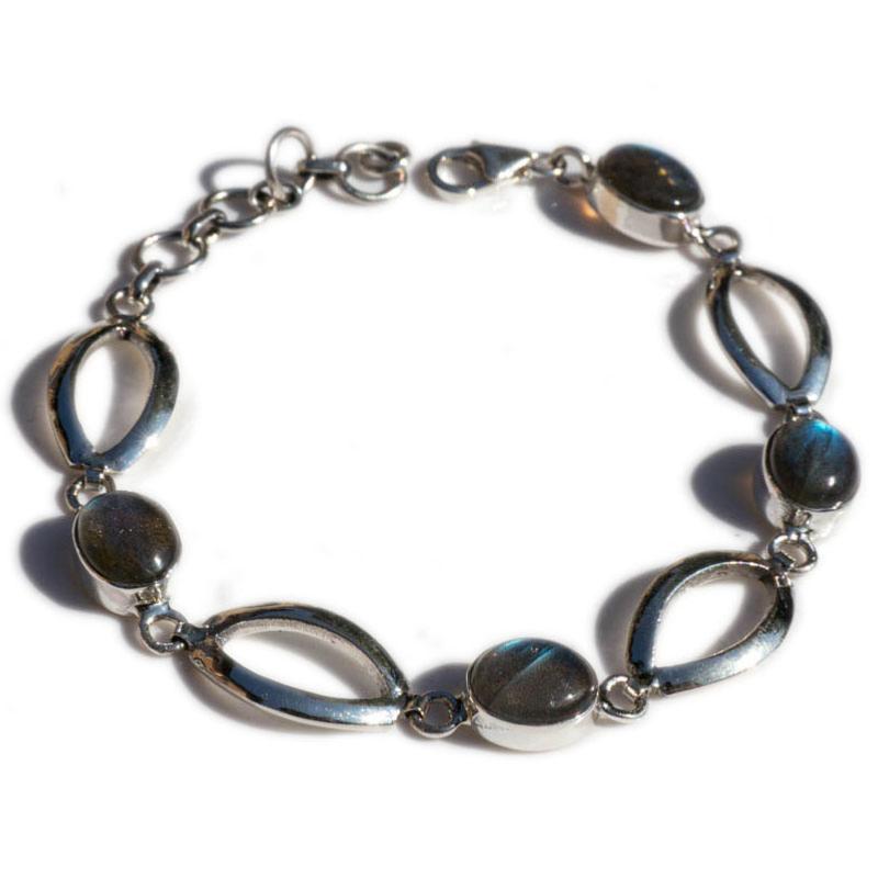 Bracelet labradorite Madagascar AA argent 925