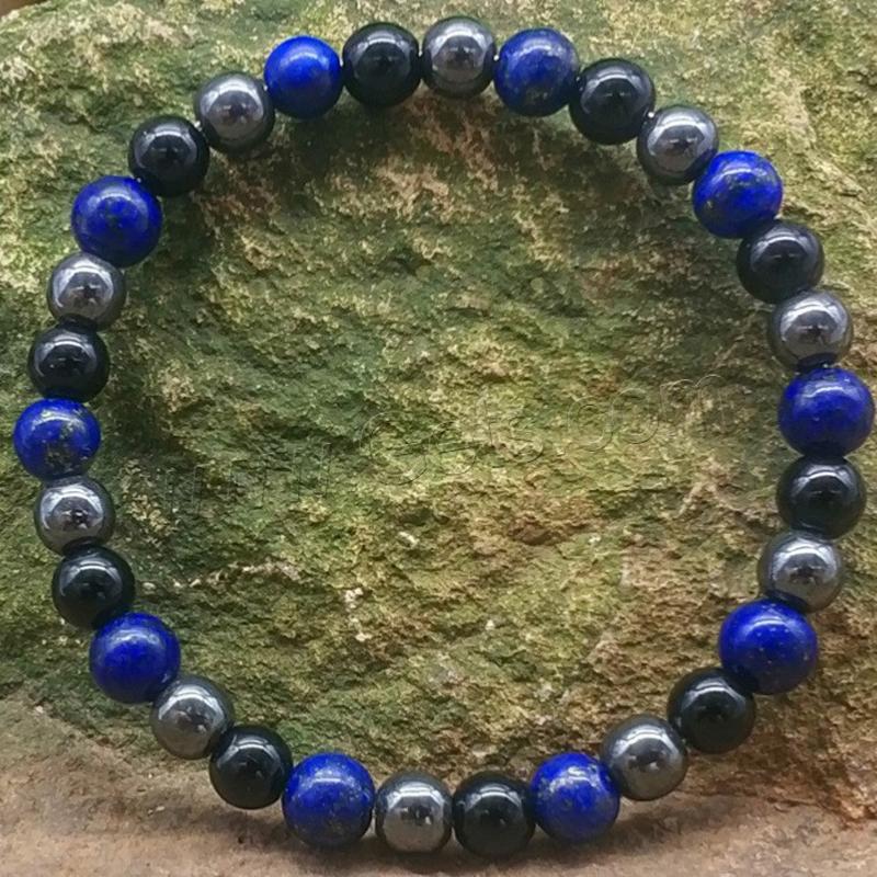 Bracelet lapis-lazuli, hématite, onyx (boules 8mm)