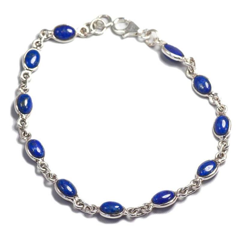 Bracelet lapis lazuli Afghanistan AA argent 925