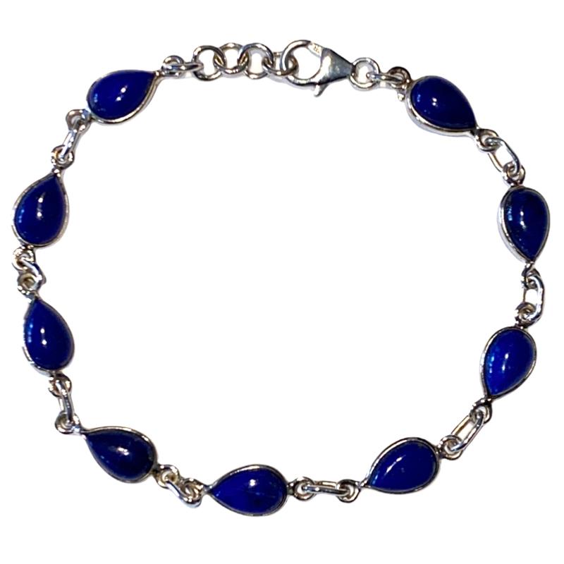 Bracelet lapis lazuli Afghanistan AA argent 925