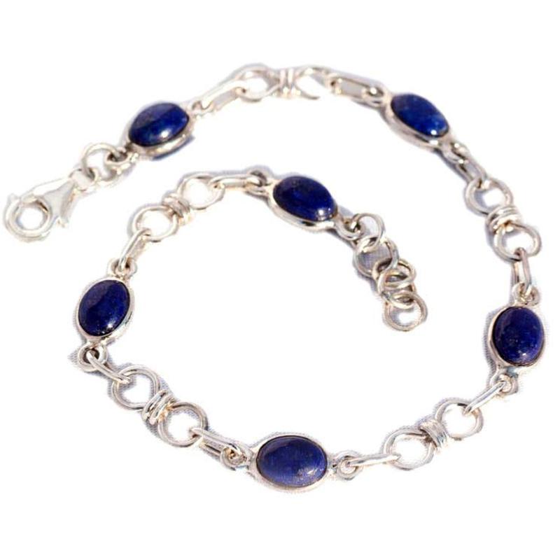 Bracelet lapis lazuli Aghanistan AA argent 925