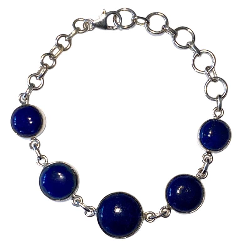 Bracelet lapis lazuli Afghanistan AA argent 925