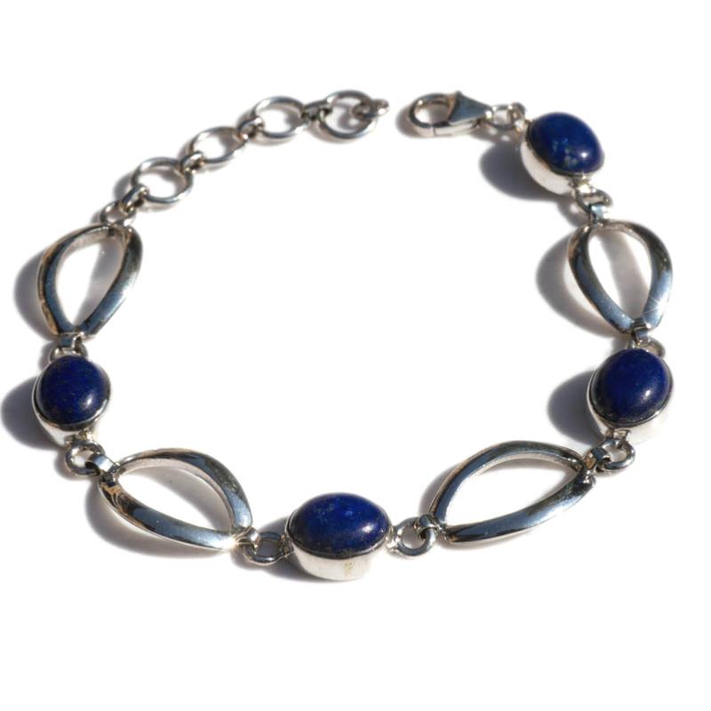 Bracelet lapis lazuli Afghanistan AA argent 925