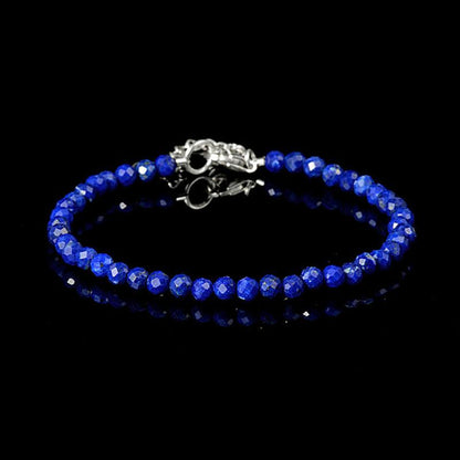 Bracelet lapis lazuli perles facettées argent 925