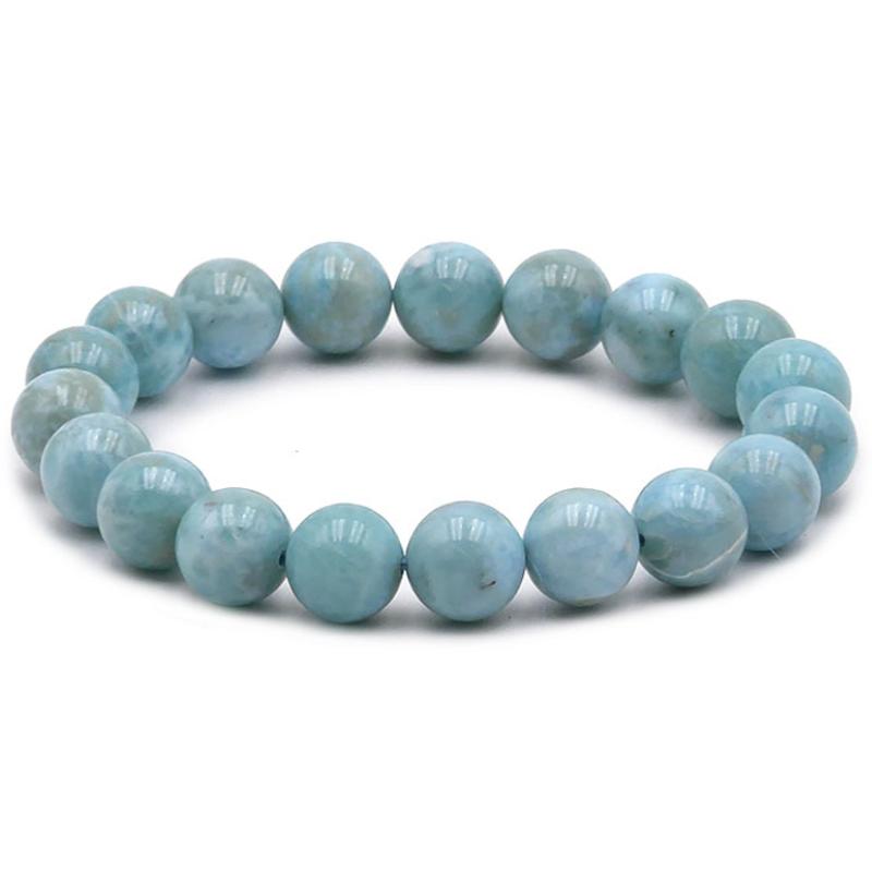 Bracelet larimar République Dominicaine AA (boules 9-10mm)