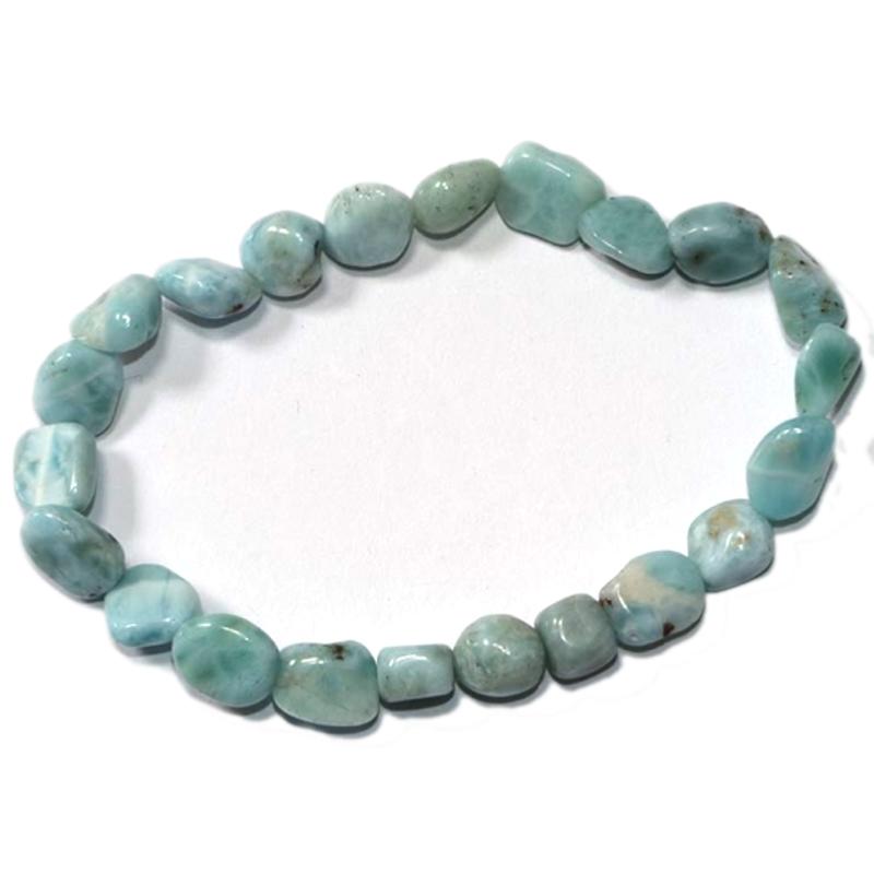 Bracelet larimar République Dominicaine A (pierres roulées 7-9mm)