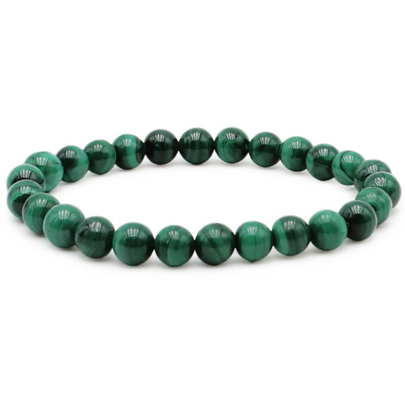 Bracelet malachite Congo AA (boules 7-8mm) - Taille L