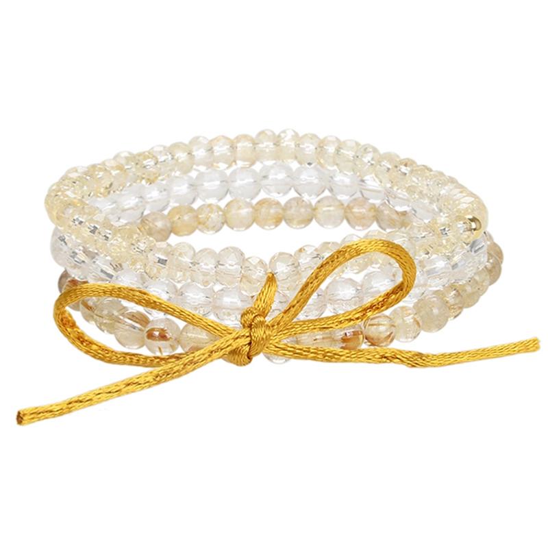 Bracelet multi-pierres citrine-cristal de roche-quartz rutile