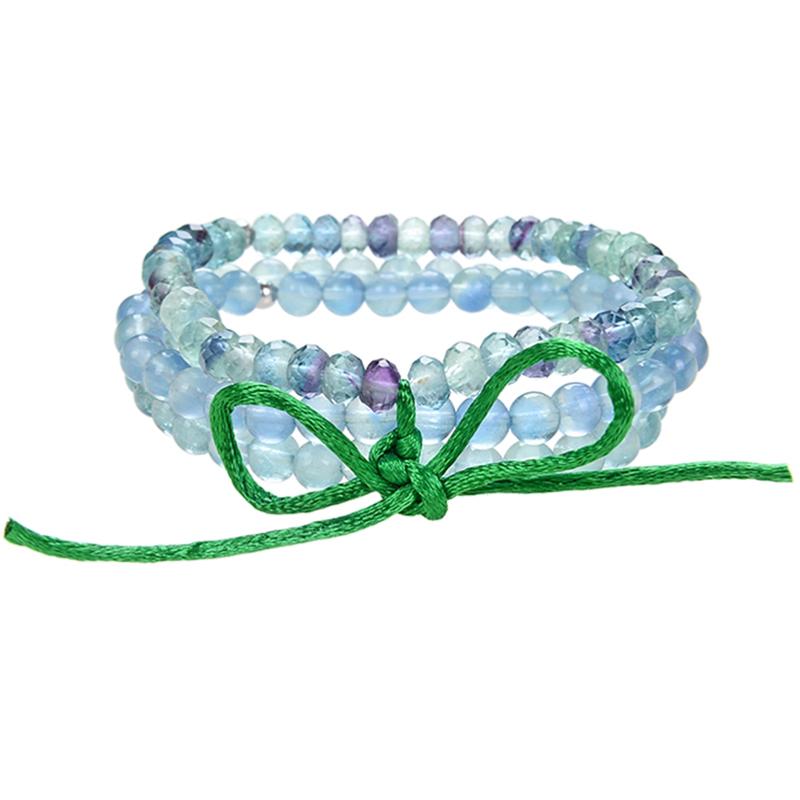 Bracelet multi-pierres Fluorine bleue, verte et multicolore