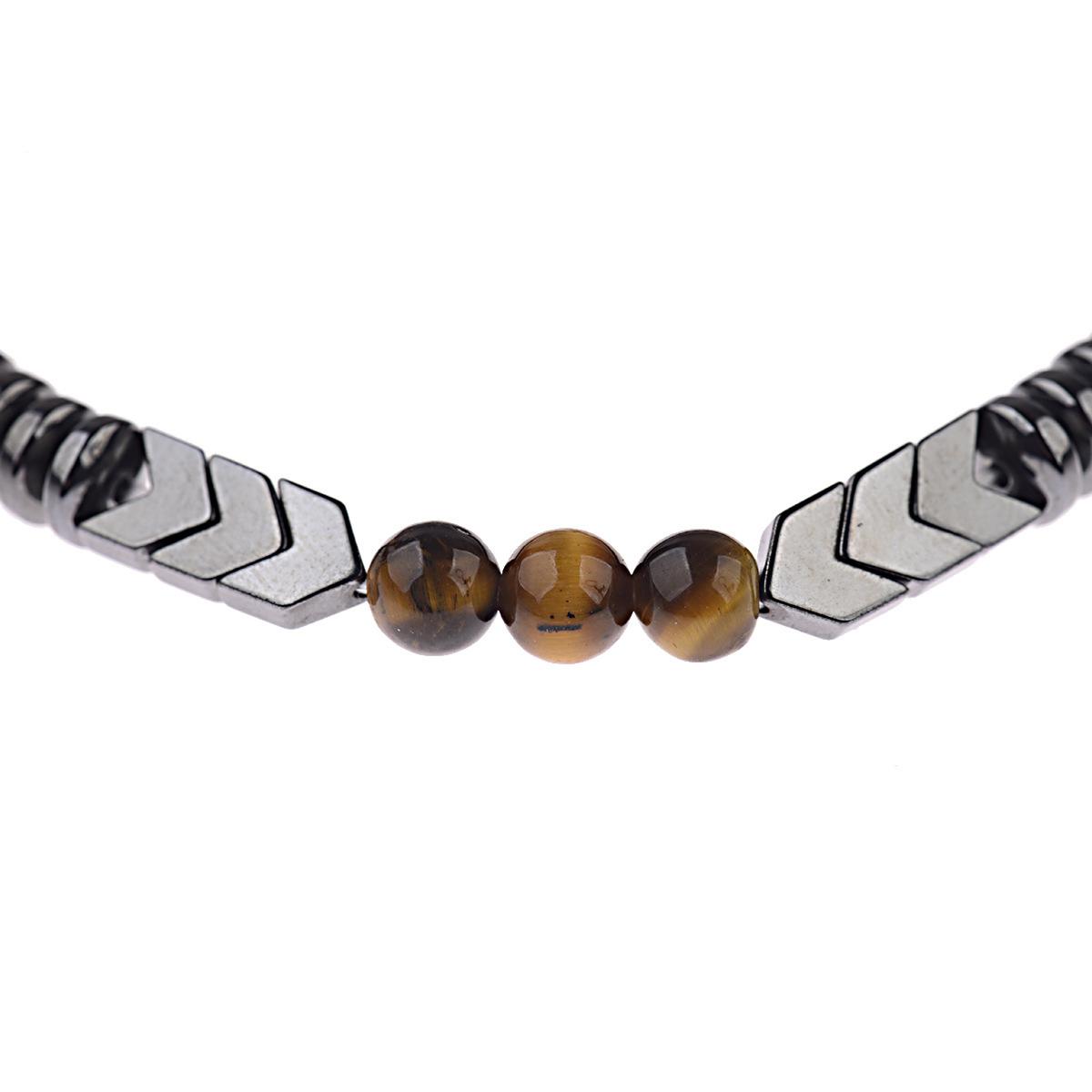 Bracelet onyx dépoli, hématite, oeil de tigre A (boules 6mm)