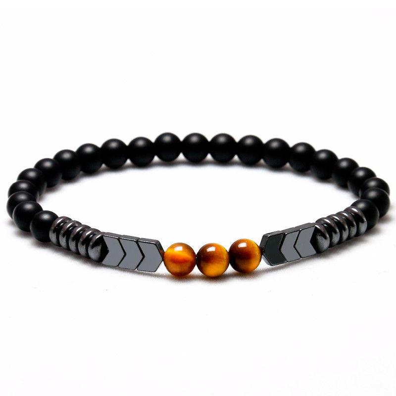 Bracelet onyx dépoli, hématite, oeil de tigre A (boules 6mm)