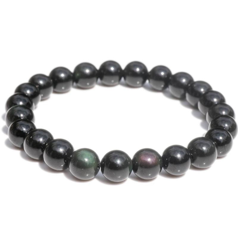 Bracelet obsidienne oeil céleste Mexique A (boules 7-8mm)