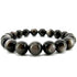 Bracelet obsidienne argentée Mexique A (boules 10mm)