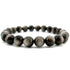 Bracelet obsidienne argentée Mexique A (boules 7-8mm)