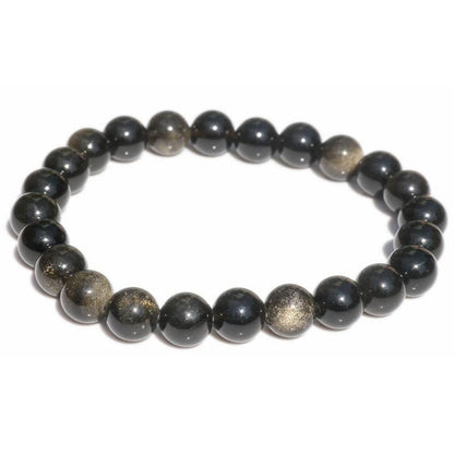 Bracelet obsidienne dorée Mexique A (boules 7-8mm)