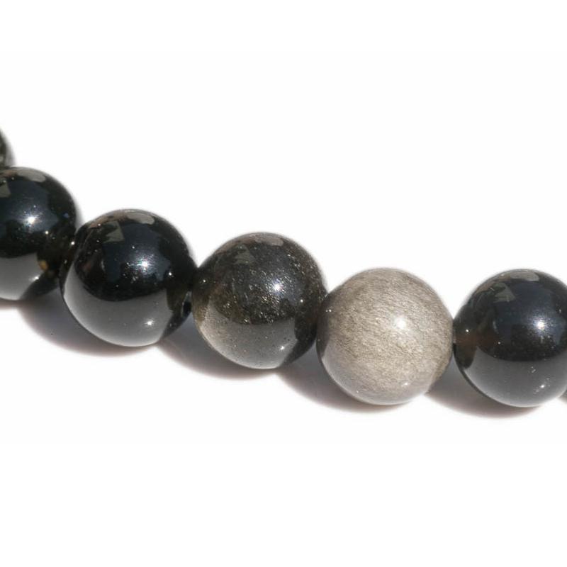 Bracelet obsidienne dorée Mexique A (boules 7-8mm)