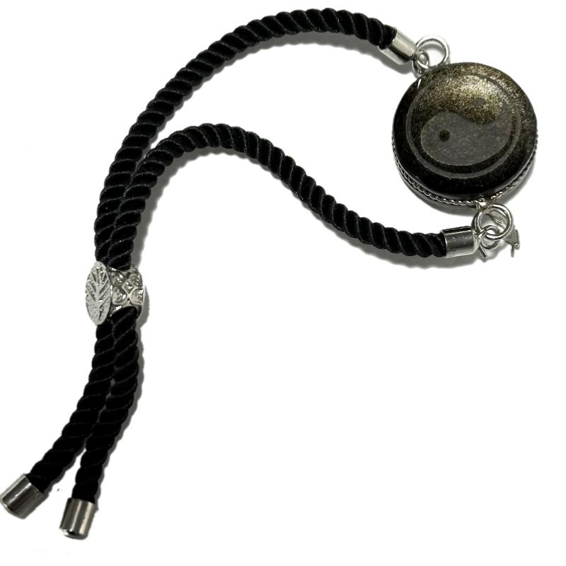 Bracelet Ying Yang obsidienne dorée