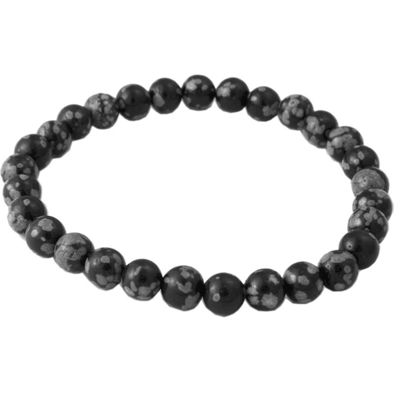 Bracelet obsidienne neige Mexique AB (boules 7-8mm)