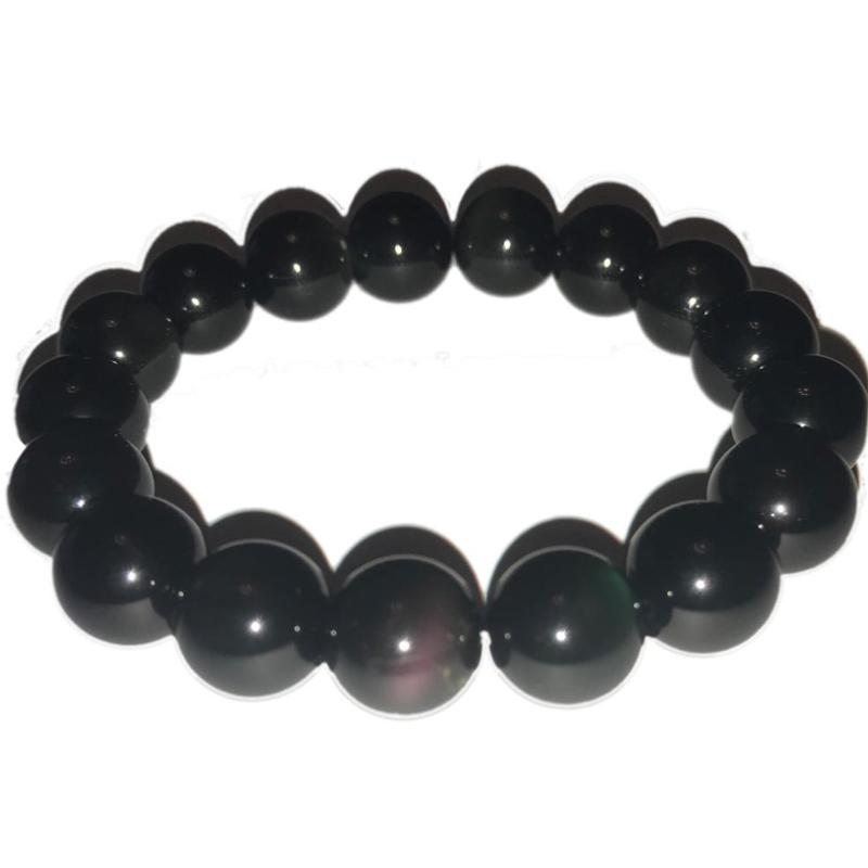 Bracelet obsidienne oeil céleste Mexique A (boules 12mm)