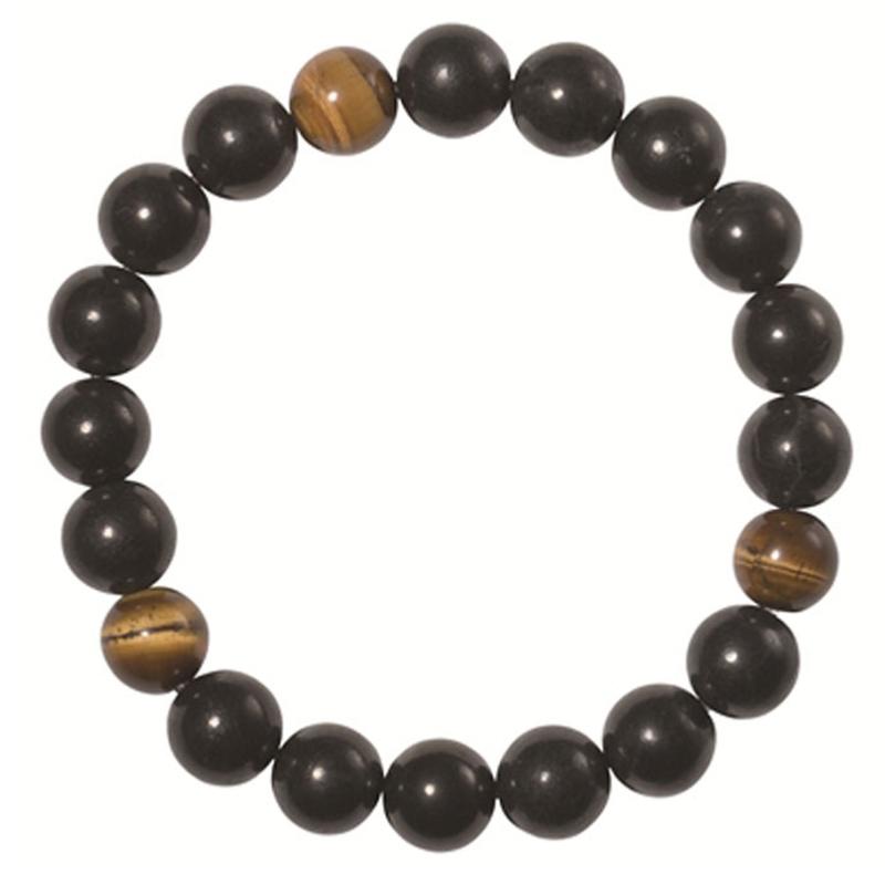 Bracelet protection: oeil de tigre et shungite (boules 10mm)