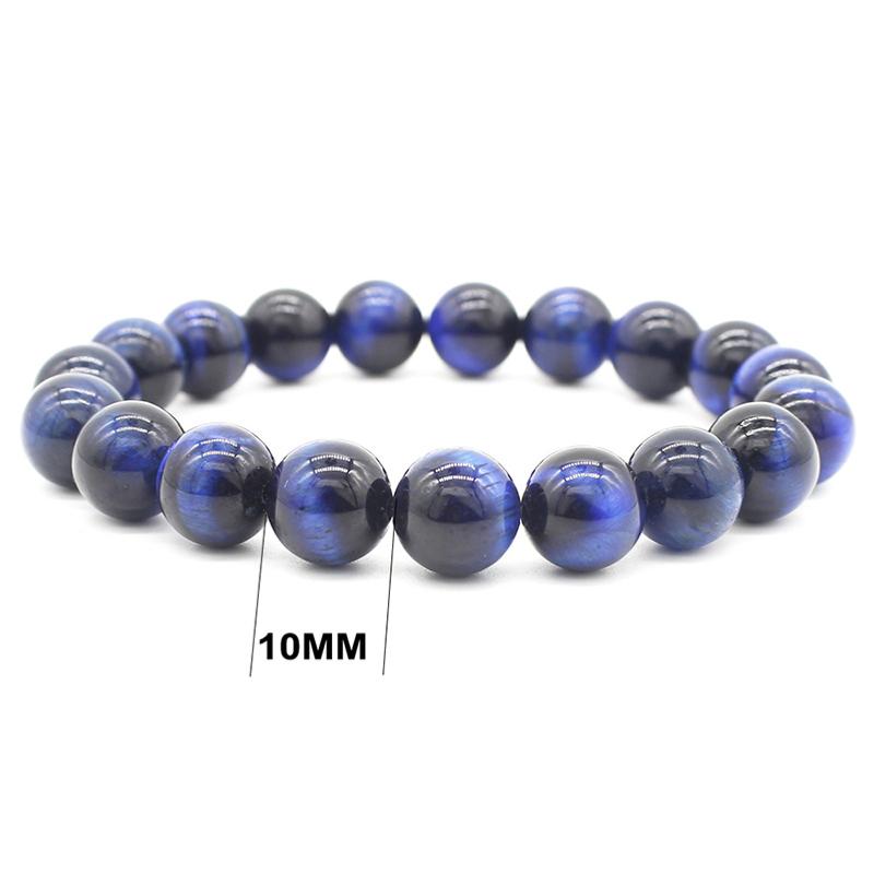 Bracelet oeil de tigre teinté bleu (boules 10mm)