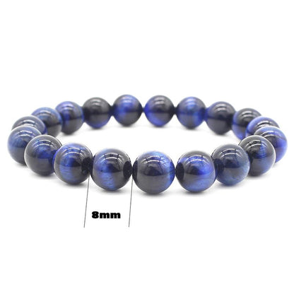 Bracelet oeil de tigre teinté bleu (boules 8mm)